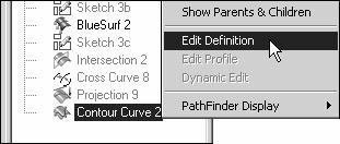 Creating and Editing Curves Click the Select tool. You will now edit the shape of the contour curve.