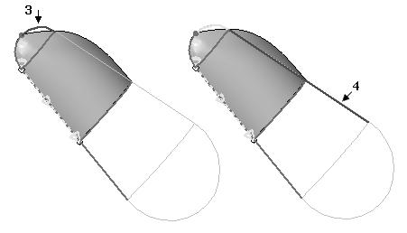 Chapter 3 Surface Creation Select sketch elements 3 and 4 as shown and then right-click to