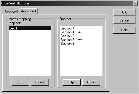 Surface Creation Notice the order of the Sections in the dialog box. You can pause your cursor over a section and it will highlight in the part window.