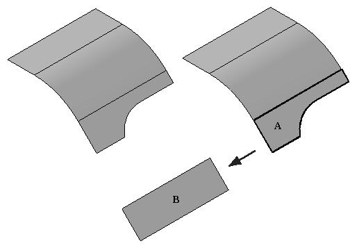 Chapter 4 Additional Surfacing Commands Copy Surface Creates a construction surface feature that is derived from one or more input faces. The faces you select do not need to be adjacent to each other.
