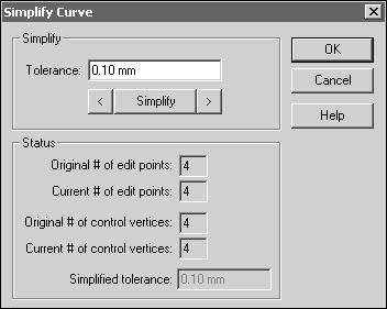 Simplify curve is a tool that allows you to define a tolerance to reduce the number of edit points and control vertices. Visualize tolerance as a tube.