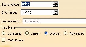 From the Subtype pull-down menu, select the With Draft Direction option. 4. Select the first guide curve. 5. Select the Draft direction. 6. Select the Draft bu