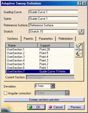 Exercise 3E (4/5) 5. Define the UserSections. Select the previously created Points to define UserSection. a.