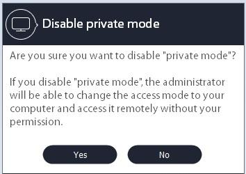 action. Once enabled, private mode takes priority over any changes made by the administrator to the privacy settings from the Web console. 3.2.