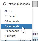 the drop-down menu to set the frequency to refresh the list of running processes. 6.3.