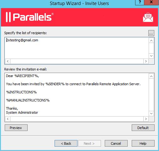 Getting Started with Parallels Remote Application Sever In the target devices list, select the types of devices to send an invitation to.