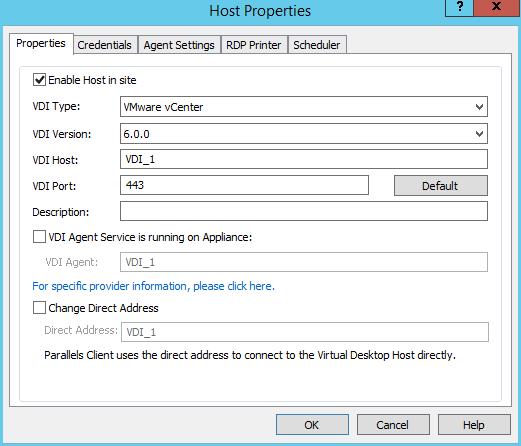 VDI Hosts Change Direct Address. If selected, allows to specify the IP address that can be used by Parallels Clients to directly connect to the host.