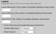 Chapter 7: Creating Desktop and Application Pools The Sample data every drop-down menu indicates the interval at which the Connection Broker calculates pool assignments and connections.