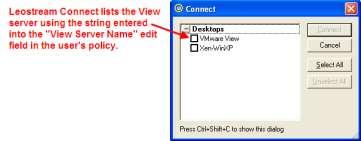 Leostream Connection Broker Administrator s Guide 4. In the View Server URL edit field, enter the full URL to the View connection server.
