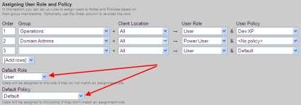 Using the Default Role and Policy Leostream Connection Broker Administrator s Guide The Default Role and Default Policy drop-down menus, shown in the following figure, specify what happens if the