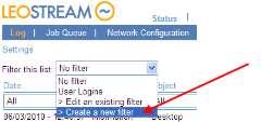 Leostream Connection Broker Administrator s Guide The Create a new filter page opens, shown in the following figure. This page opens only if you allow popups from your Connection Broker. 2.