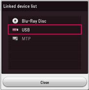 If the USB storage device is containing various types of files, a menu for the file type selection will appear.