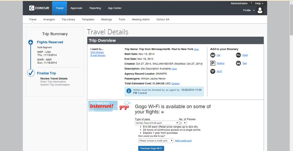 Retrieving Itinerary & Travel Details: Concur will now display your whole itinerary