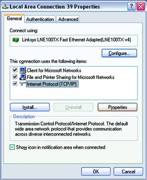 3. Select Internet Protocol (TCP/IP), and click the Properties button. See Figure 5-5. 4.