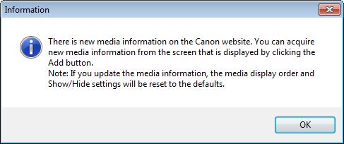 2. The Select Printer dialog box is displayed. Select the printer for which to update the media information, and then click the Next button. 3. The Media Configuration Tool main window is displayed.