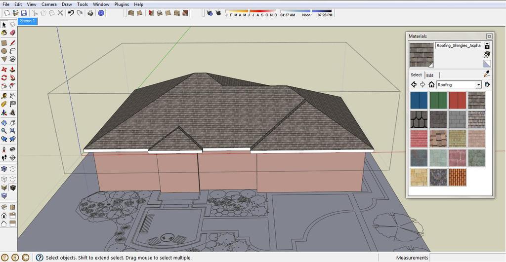 7. The created roof comes in as a group. To apply a texture, double-click on the roof to open the group for editing.