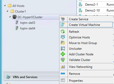 From the SCVMM manager UI, you can deploy virtual machines from VM templates. The creation of a new virtual machine will utilize ODX to offload the process to the Tintri VMstore.