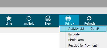 3. Printing an Activity List & Blank Acord Forms This feature allows you to print