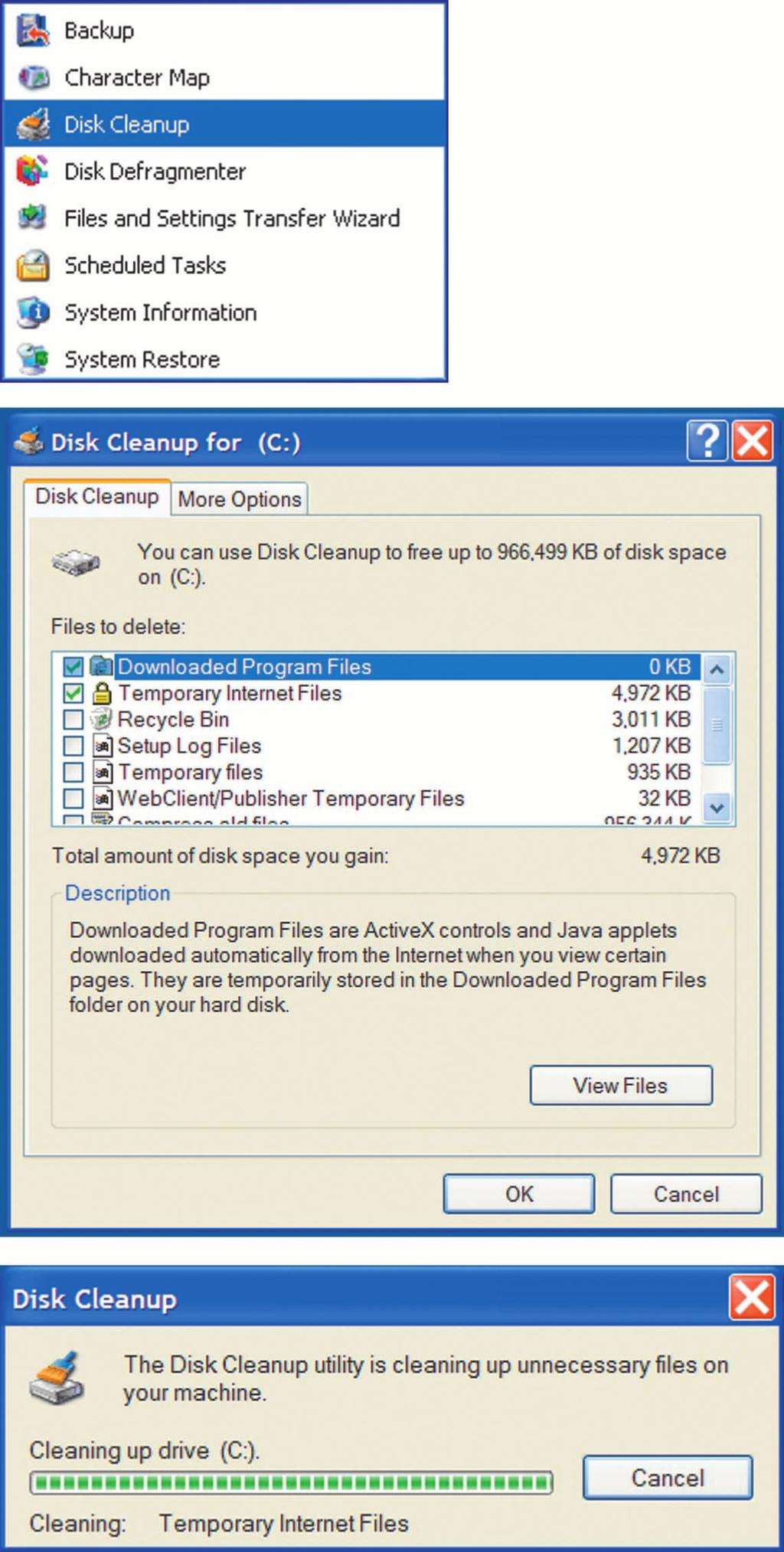 Disk Cleanup Identifies and