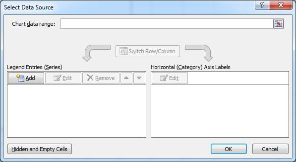 Having the cursor in the Chart data range text field, go to the Location A Financials worksheet and select cells C6:C9. 5.