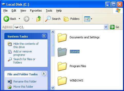 Click My computer on the desktop and click Local Disk (C:) Delete the folder ISAWIN (the default