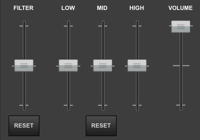 Touching the button a second time will revert the deck back to the default view. Underneath the Deck Controls are the Mixing Controls which consist of the Crossfader and Smart Mix buttons.