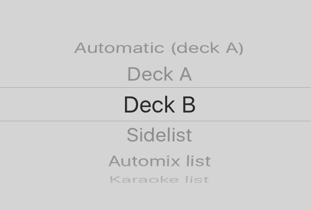 The bottom of the File List view displays a button to load a deck or Side View Panel. The default is set to Automatic which will automatically load the inactive deck.