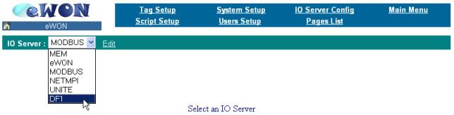 5.3 DF1 IO Server Now that we have access to the ewon web site, we will configure the ewon to connect to a DF1 PLC. The ewon embeds what is called IO Servers.