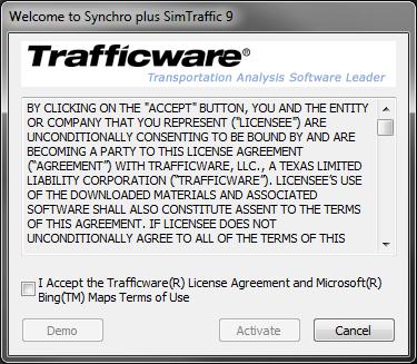 To Activate Synchro Studio 9, Warrants 9, and TripGen 2014 When you activate Synchro Studio 9, Warrants 9, and TripGen 2014 activate under the user s profile on the laptop/pc.