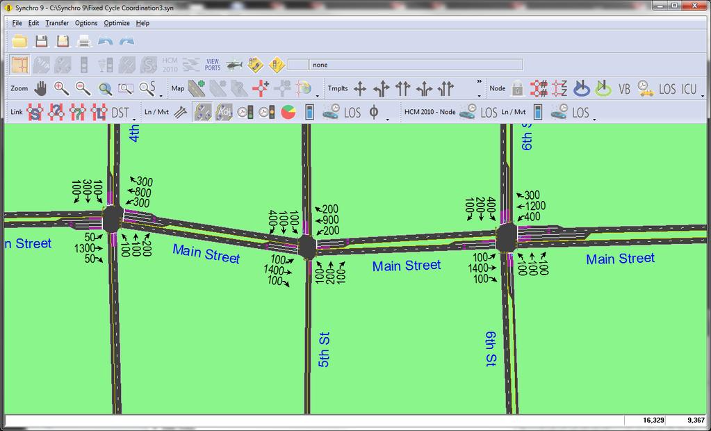 Customizable Tool Bars The Map View within Synchro 9 includes a new and enhanced look.