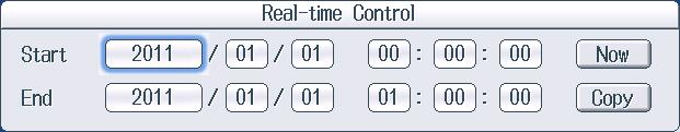 Setting Scheduled Times for Real-Time Integration (Real-time Control) Press the Real-time Control soft key to display the following screen.