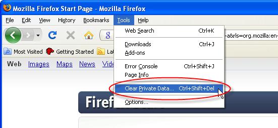 FireFox Users Clearing Private Data Firefox is using private data such as user names, history, and cookies, to enhance your experience on the internet.