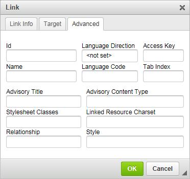 Enter an Advisory Title on the Advanced tab, for example Oxford Style Guide if linking to the University s guide to online style. When finished, press OK to finish and return to the text editor.