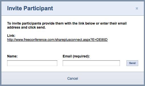 FreeConference Desktop Sharing User Guide Figure 2 Inviting Participants When you schedule your conference, an invitation email will be sent to your Participants which includes the conference