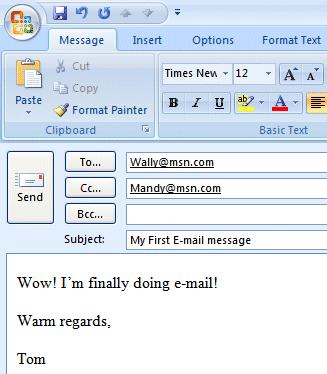 NCMail: Outlook 2007 Email User s Guide 16 First, click-in the area to the right of To: (see arrow at the bottom of the last page).