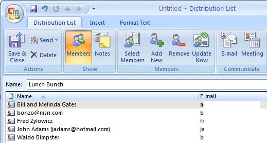 NCMail: Outlook 2007 Email User s Guide 28 You should now return to the Distribution List screen. Your screen should look similar to the one below.