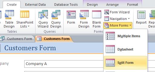 Selecting a field in one part of the form selects the same field in the other part of the form.