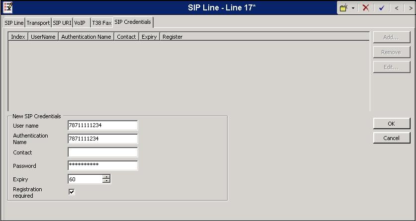 SIP Credentials must be created for the Digest Authentication scheme used by AT&T for the SIP trunk registration and the authentication of calls made from the enterprise to the PSTN.