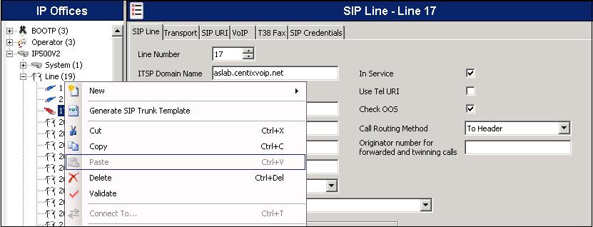 To create a SIP Line Template from the configuration, on the left Navigation Pane,