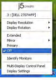 USB DISPLAY ADAPTER USER MANUAL Off When Off selected,