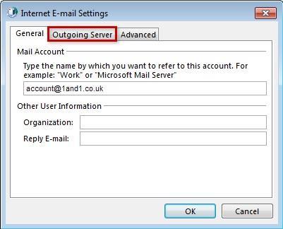 I put the email address or just your name General Settings tab Step 9 Check the box for My outgoing server (SMTP) requires authentication and ensure that Use same