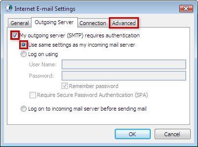Outgoing Server settings Step 10 If and only if you setup pop3 the port is 995 ( older email system ) Enter port 993 as the Incoming server (IMAP) port and ensure