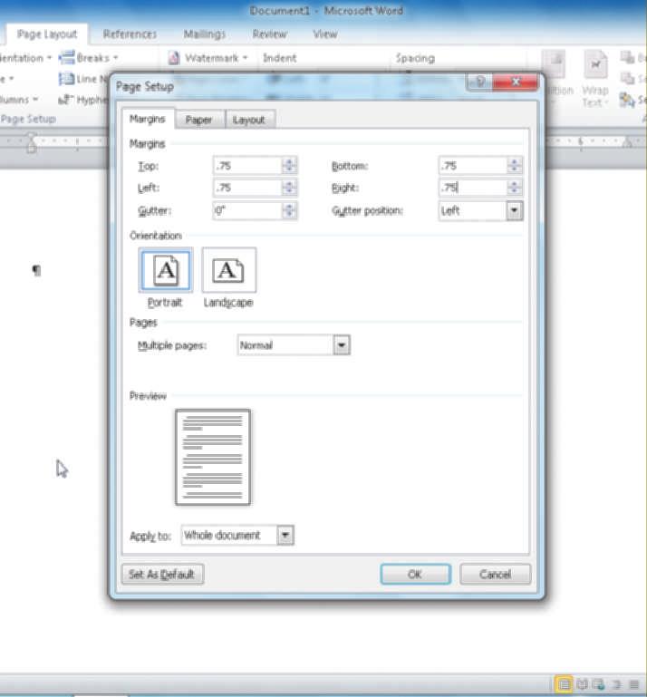 WD 406 Word Chapter 7 Creating a Newsletter with a Pull-Quote and Graphics Click Custom Margins in the Margins gallery to display the Page Setup dialog box.