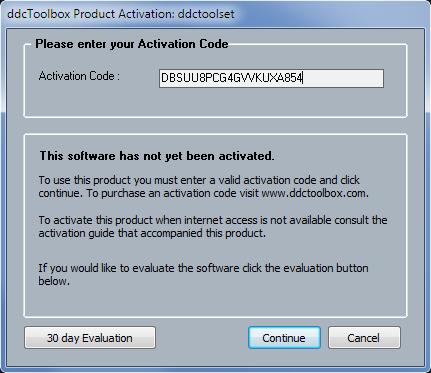 Product Activation Command Locations Run the software product to be licensed and open the ddctoolbox Product Activation dialog.