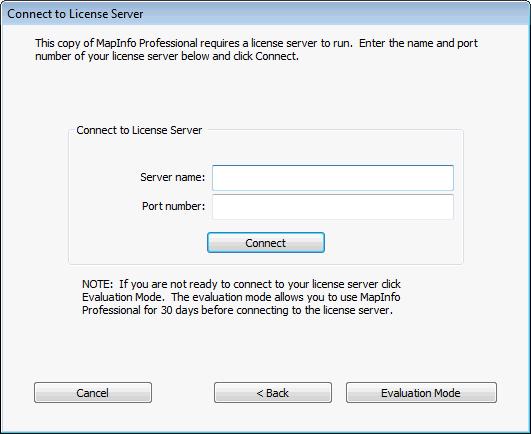 Connecting to a License Server If your organization purchased concurrent licenses for MapInfo Pro, you will need to connect to a license server to run the product.