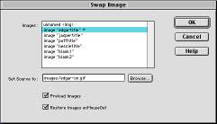 3. The Swap Image dialog box appears. As you can see, there is a list of all the images we ve put into this document.