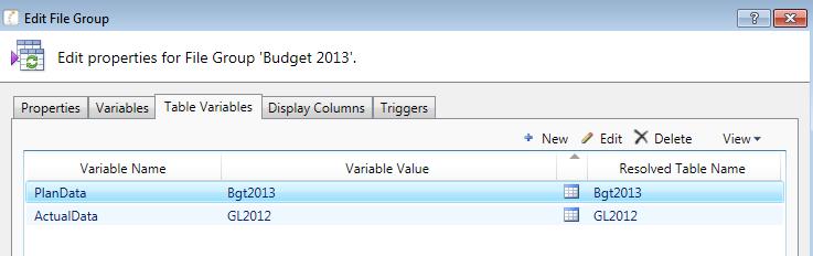 USING FILE GROUP VARIABLES (NEW FEATURE) Table Variables Tab Variable used to