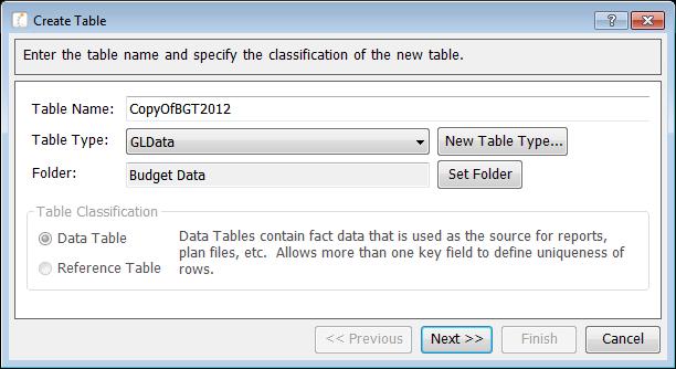 CLONING DATA TABLES Tables can be cloned from the Explorer task pane