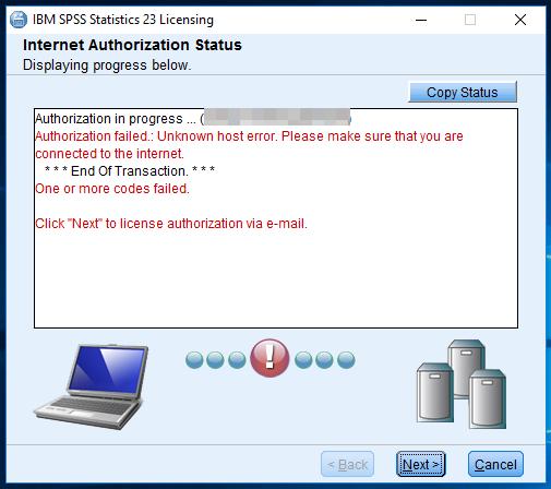 Choose the option License my product now and click the button to advance to the next screen. In the screen that appears type in the SPSS Authorization Code( s) you received from UT.