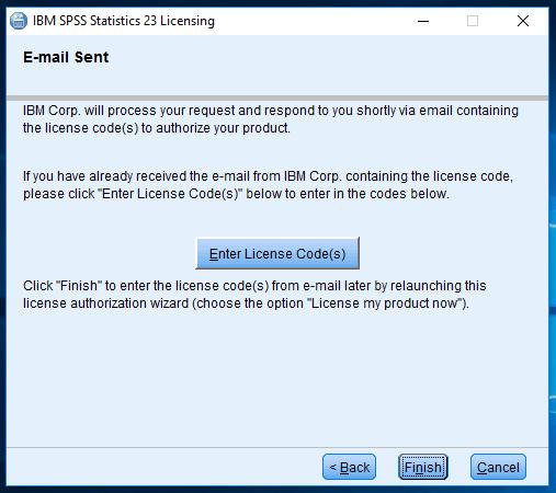 You will now see the final screen of the SPSS License Authorization Wizard.